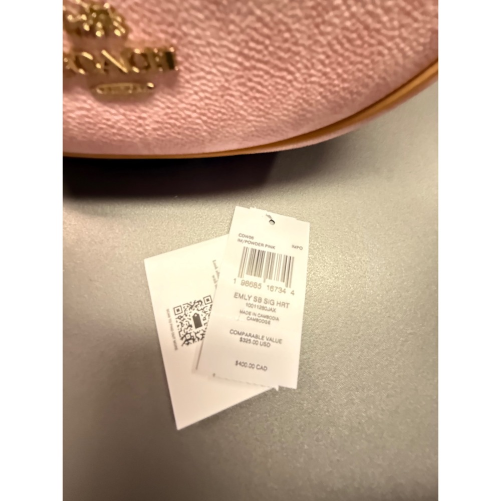 Coach‎ Emily Shoulder Bag Signature Canvas Powder Pink CDW86 Floral Charm NWT - Picture 9 of 14